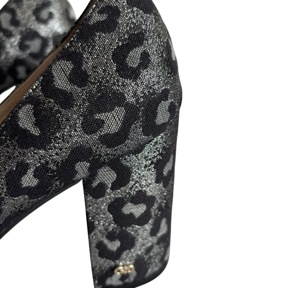 Cole Haan Leopard Print Chunky Heel Pumps Size 8.5 Black/Silver - Picture 7 of 11